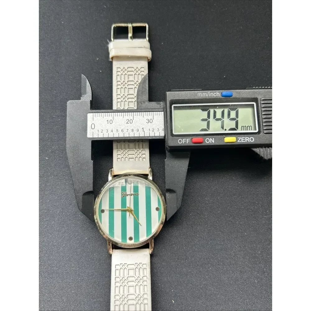 Geneva Green And White Dial Gold Tone Case Women’s Quartz Watch